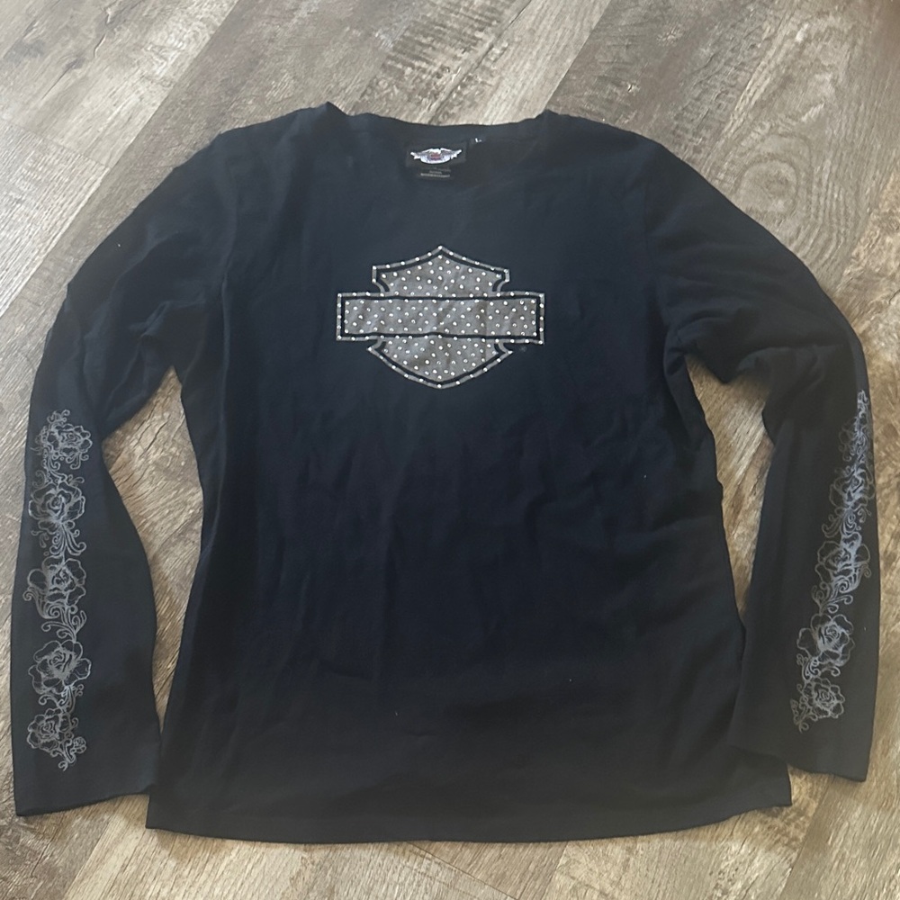 Harley-Davidson Black Long Sleeve with Silver Accents